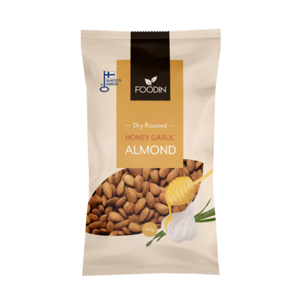 Honey Garlic Almonds 110 g package