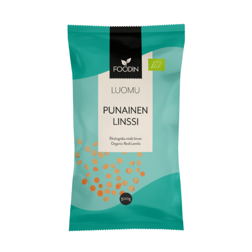 Foodin Punainen linssi, luomu 500 g pakkaus