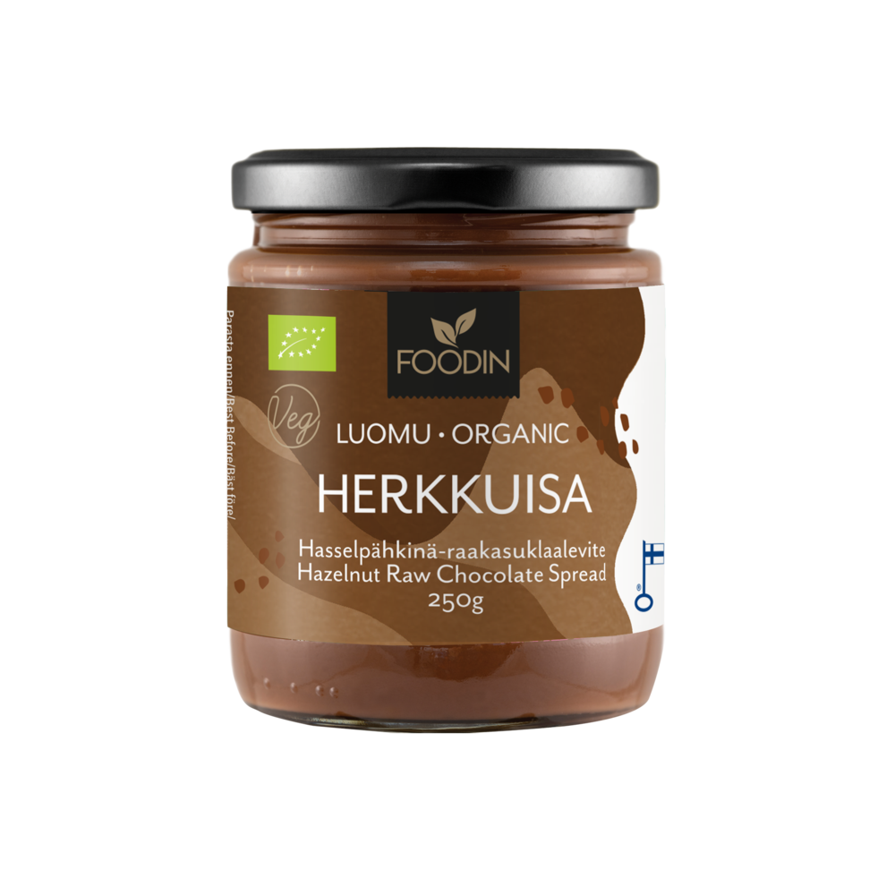 Hasselpähkinä-raakasuklaalevite Herkkuisa, luomu 250g