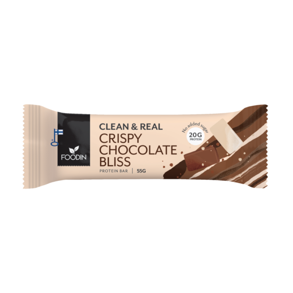 Clean & Real Protein Bar Crispy Chocolate Bliss, proteiinipatukka, patukka, välipala, terveellinen herkku